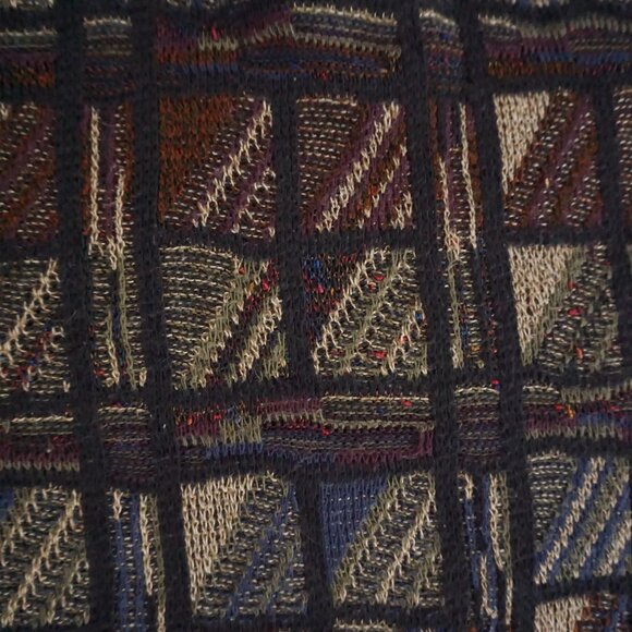VTG TSR Textured Knit Sweater Brown Multi Retro Geometric Eclectic Grandpa XL - Picture 10 of 10